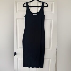 Free People Beach Black Ribbed Midi Tank Dress